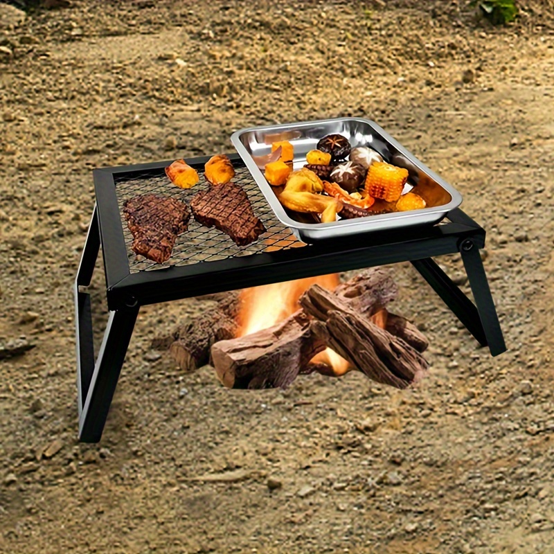 Folding Campfire Grill Grate and Griddle,Stainless Steel Camp Fire