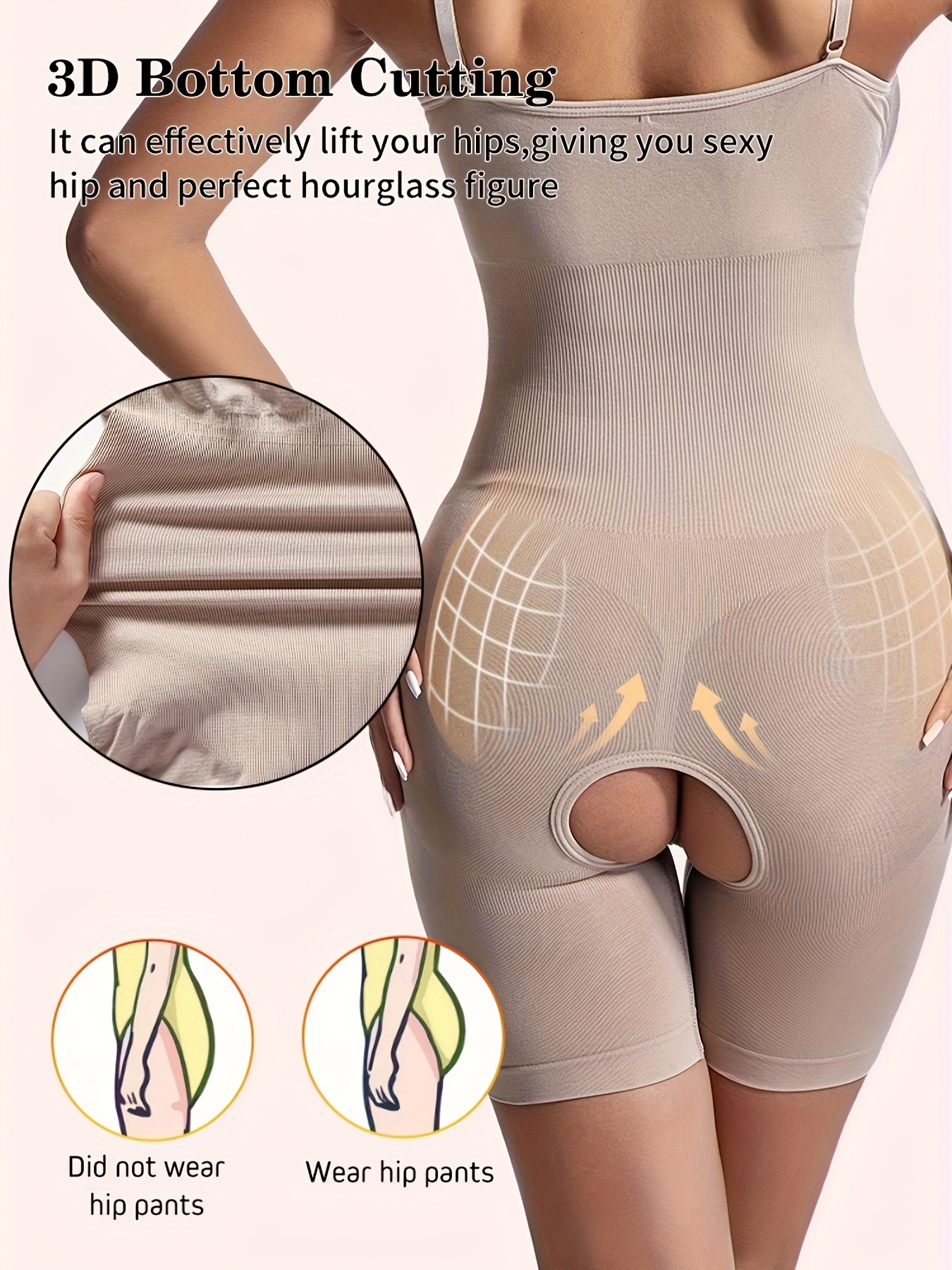 Simple Solid Shaping Romper, Tummy Control Butt Lifting Open Crotch Slip  Body Shaper, Women's Underwear & Shapewear
