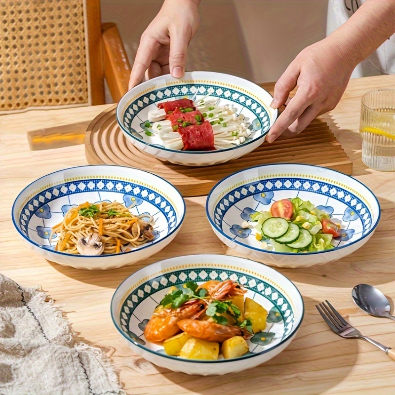 8 Inch Mix-color Wide and Shallow Salad Pasta Soup Bowls plates Set