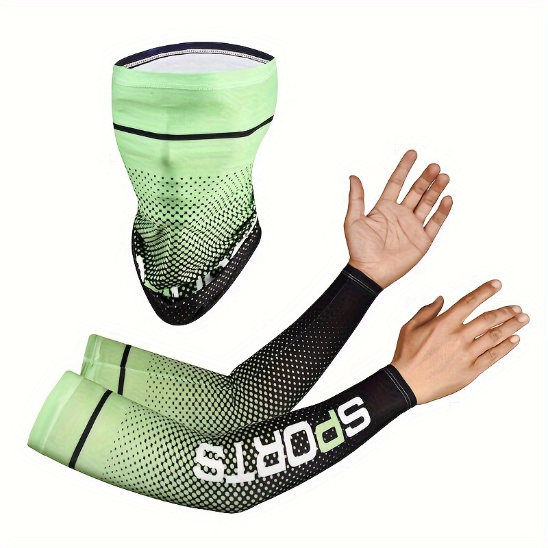 

1pc+1pair Summer Uv Protection And Cooling Compression Sleeves For Men And Women, Cycling And Outdoor Sports Sleeves With Face Mask