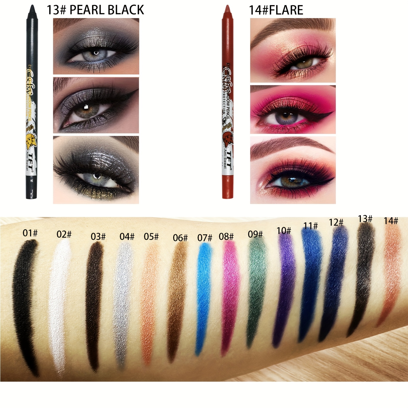 12 Colors Eyeliner Eyeshadow Pen Matte Finish Waterproof