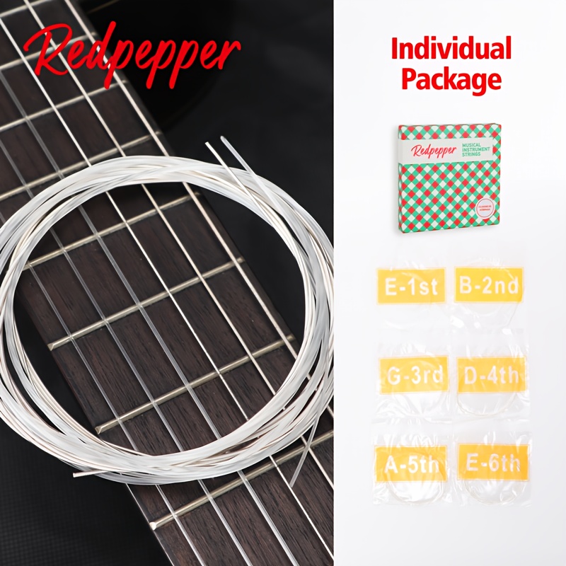 Redpepper Classical Guitar Strings Silver Plated Wrap Nylon Core for Classical or Nylon Guitars Individually Packaged