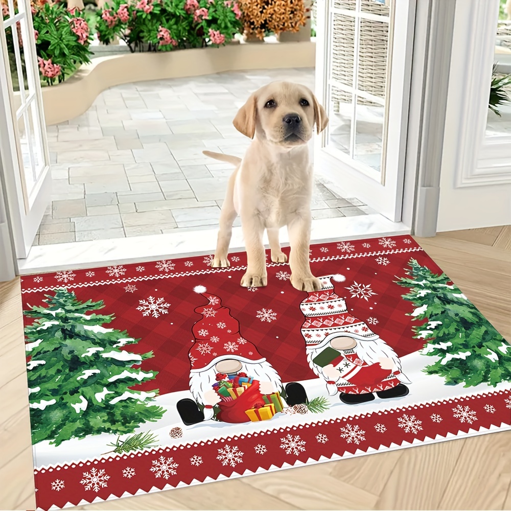 Snowflakes Doormat, Christmas Holiday Rug, Outdoor Welcome Mat