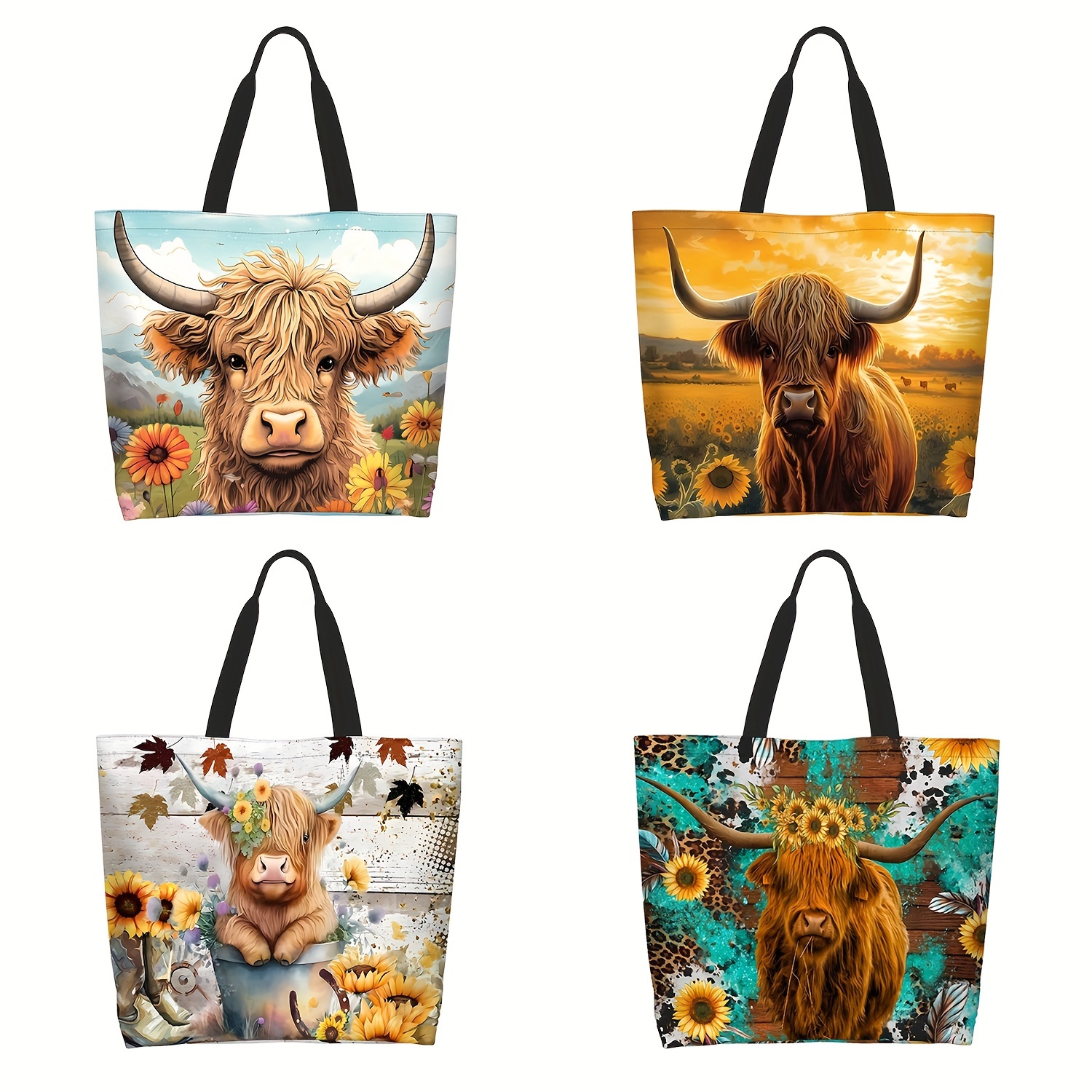 

Fashion Cow Print Tote Bag, Large Capacity Shoulder Bag, Women's Causal Handbag & Grocery Shopping Bag
