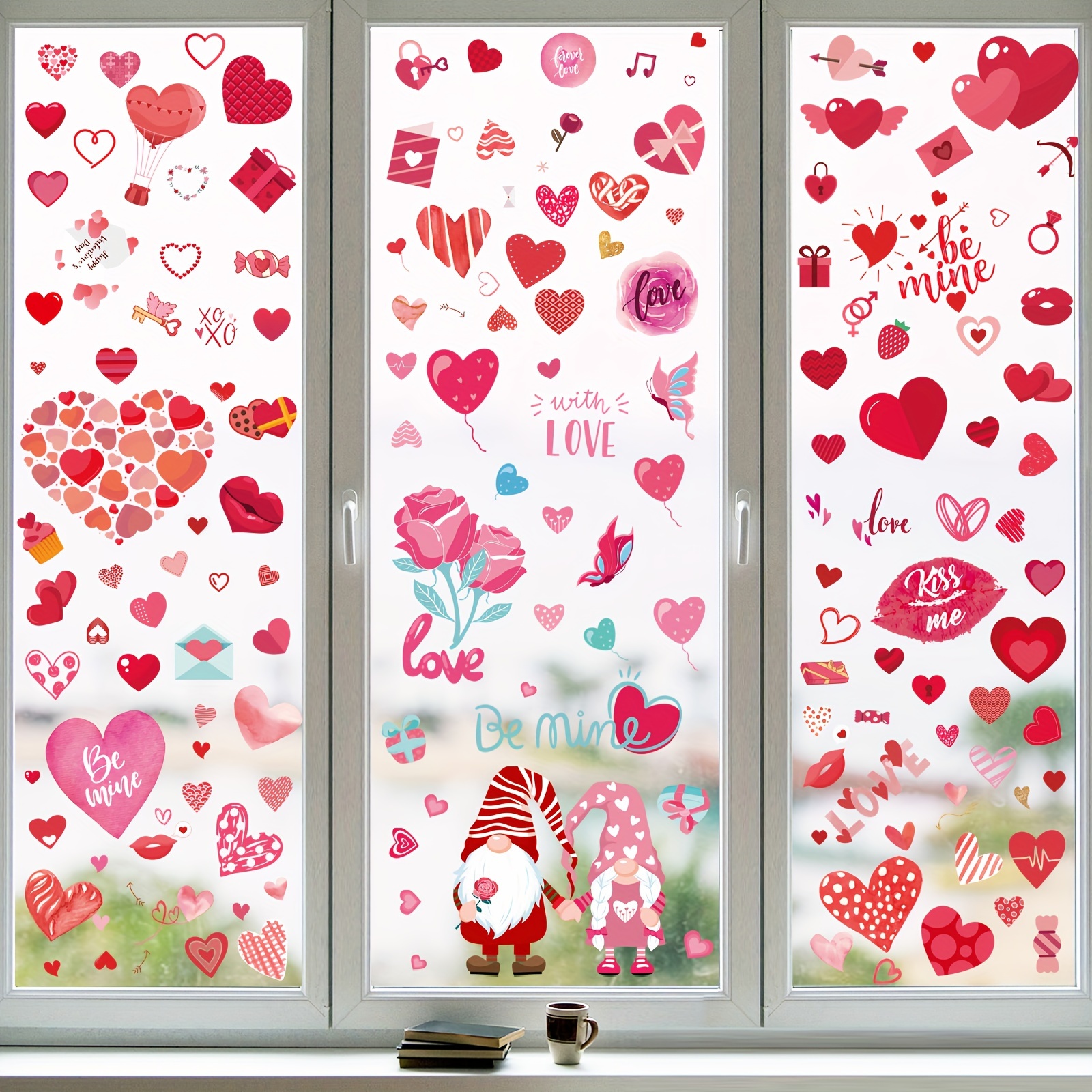 79 Piezas Adhesivo para ventana de San Valentín,Románticas Rojas Pegatinas  de Pared para Parejas diseño de corazón estático Cupido : : Hogar  y cocina