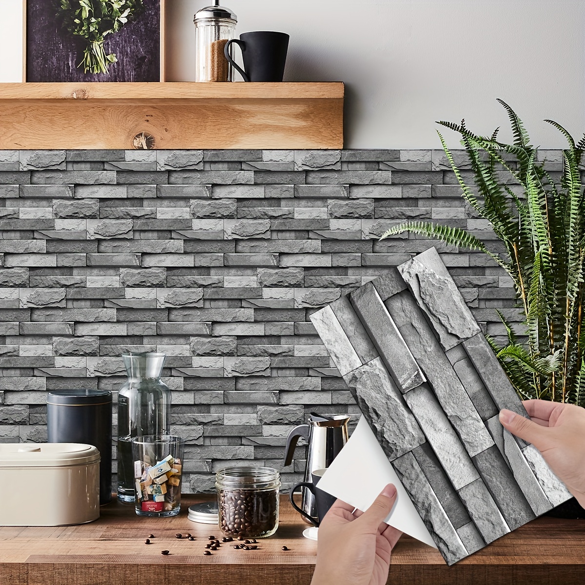 Kuber Industries PVC 3D Wallpaper for Walls | Brick Pattern & Self