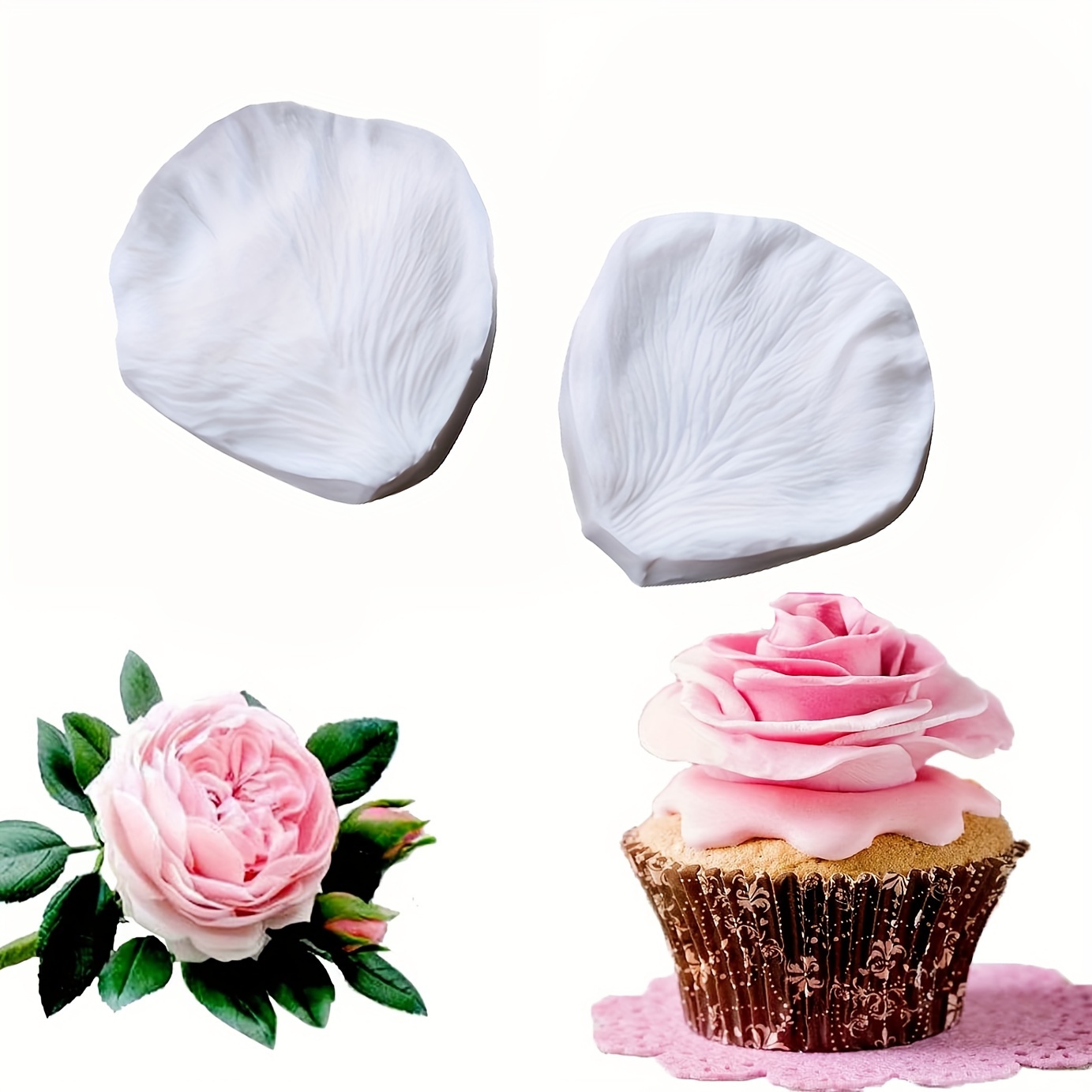 Rose Flower Silicone Mold Cupcake Topper Fondant Cake - Temu