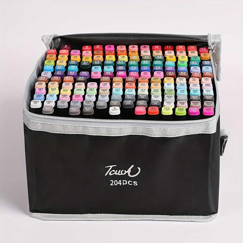 204 Colors Dual Tip Alcohol Based Markers, Twin Sketch Art Markers