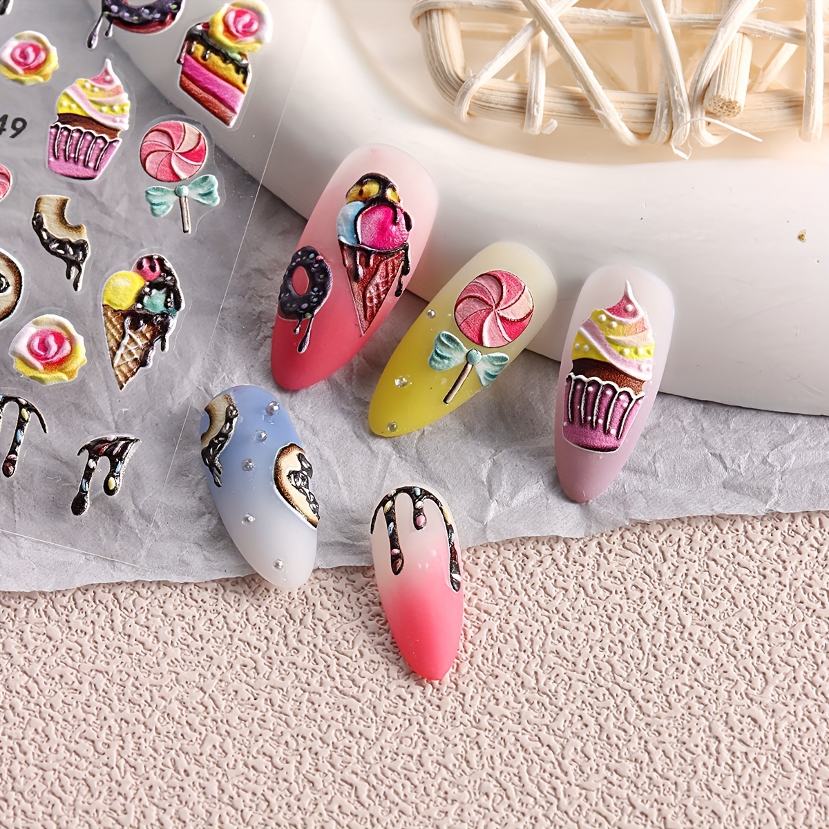 8pcs Mouse Nail Stickers Decals, 3D Self Adhesive Mouse Love Xoxo Heart Cute Cartoon Nail Art Stickers DIY Nail Stickers Mother’s Day Gifts Birthday