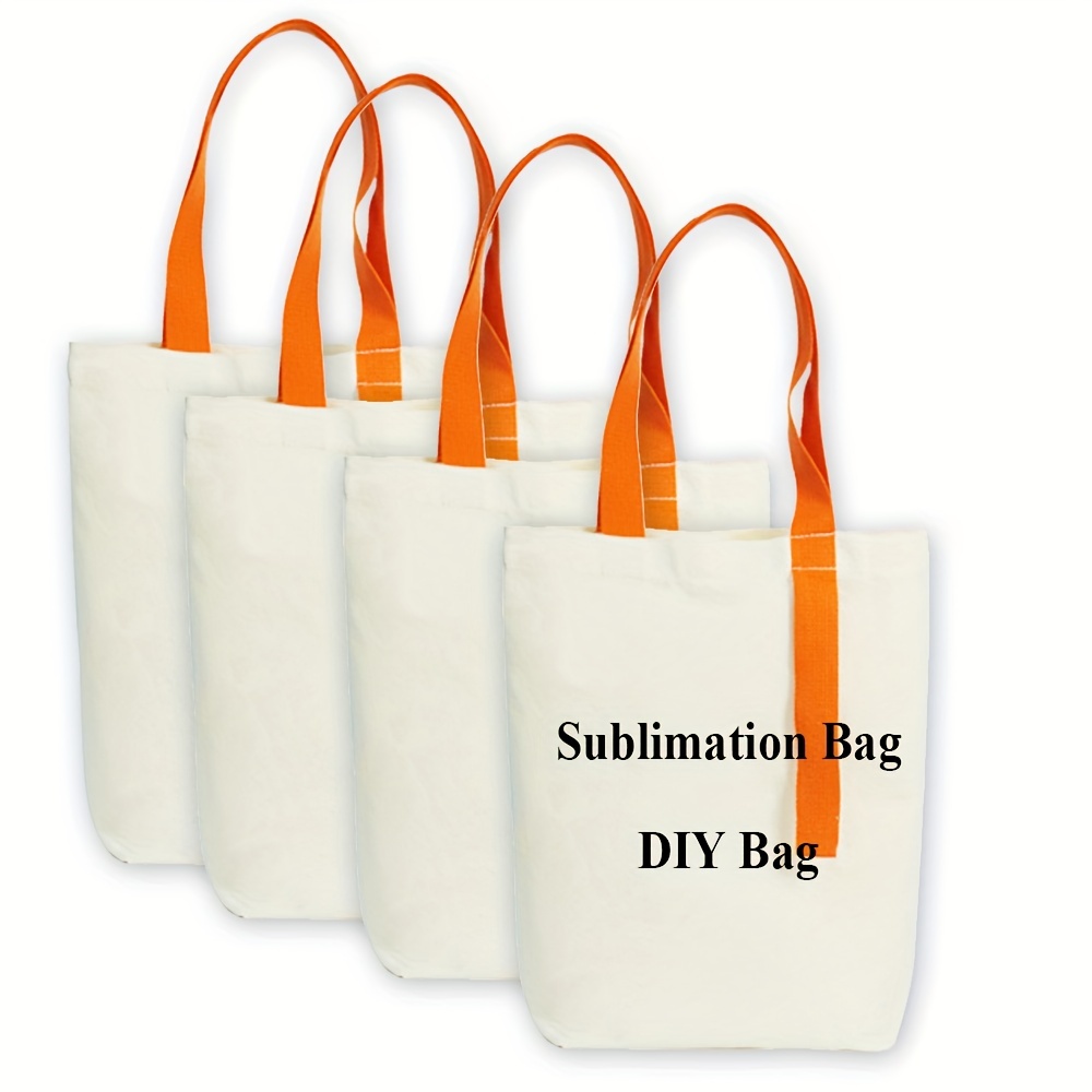 Diy Sublimation Blank Tote Bags With Color Handle Blank - Temu