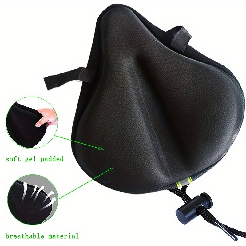 E-shop Breiter Sitzbezug-10.63*9.45" Gel Gepolstertes Sitzkissen Bequemer Extra Weicher Sitzbezug mit Bändern, für Mountain- und Rennräder/Stationäre