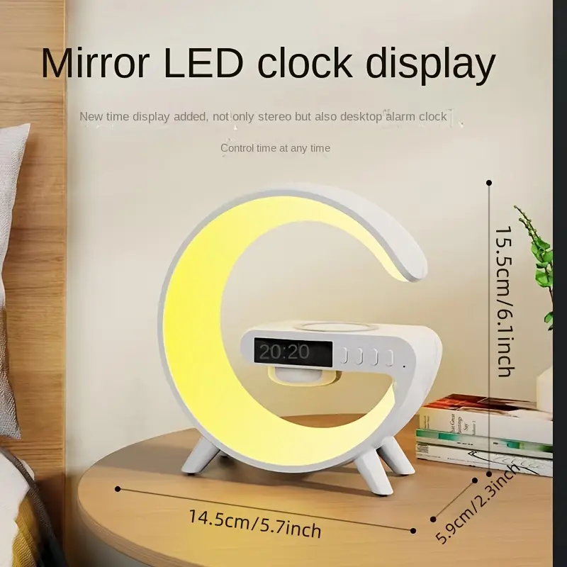 small g speaker desk lamp colorful led light with sound function and wireless charging function tf card playback aux interface listen to songs details 1