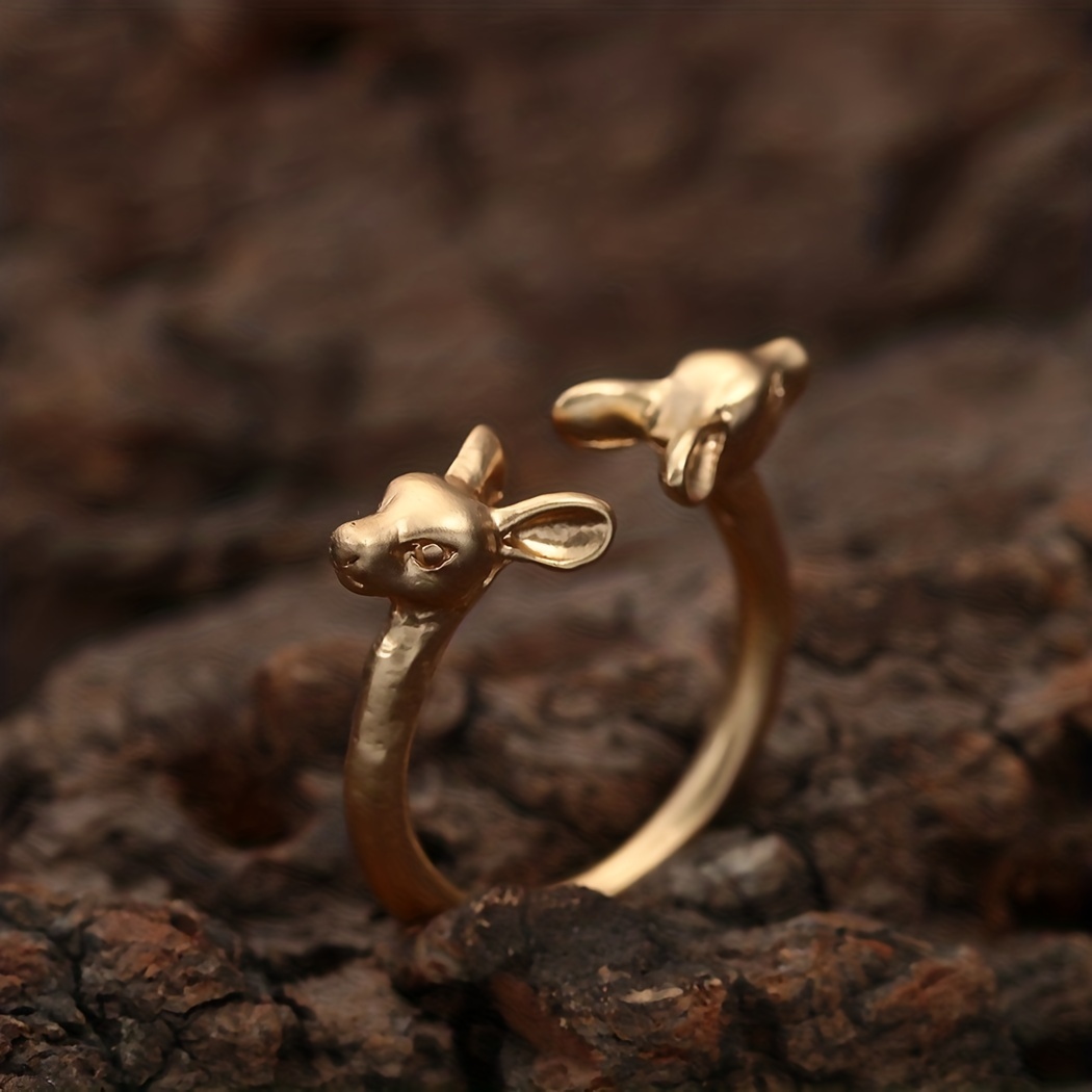 Deer Head Ring Moon Stars OK Christmas Ring Couples Wedding Gift