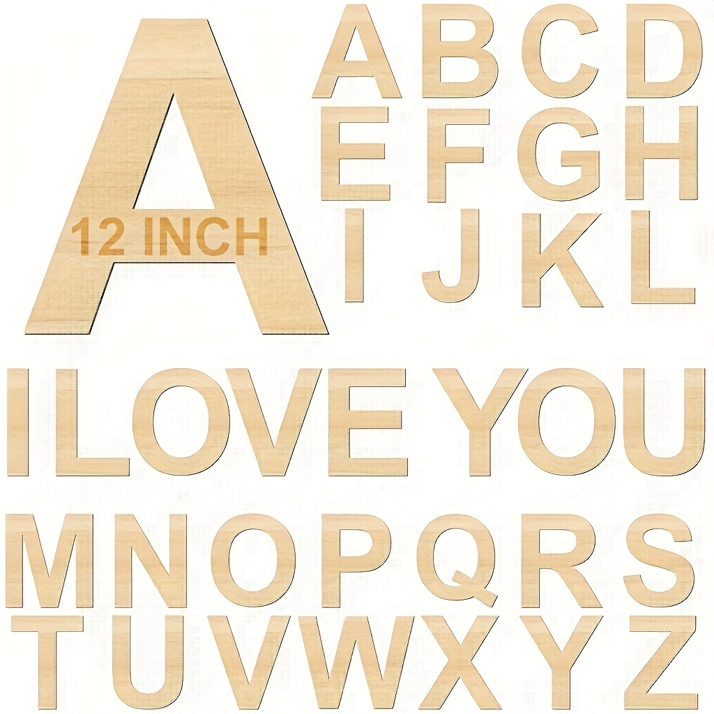  Wooden Letters 4 Inch, White Wood Letters for Wall Decor,  Paintable Unfinished Alphabet Letters Marquee Wall Letters Free Standing  for Home Bedroom Wedding Birthday Party DIY Craft
