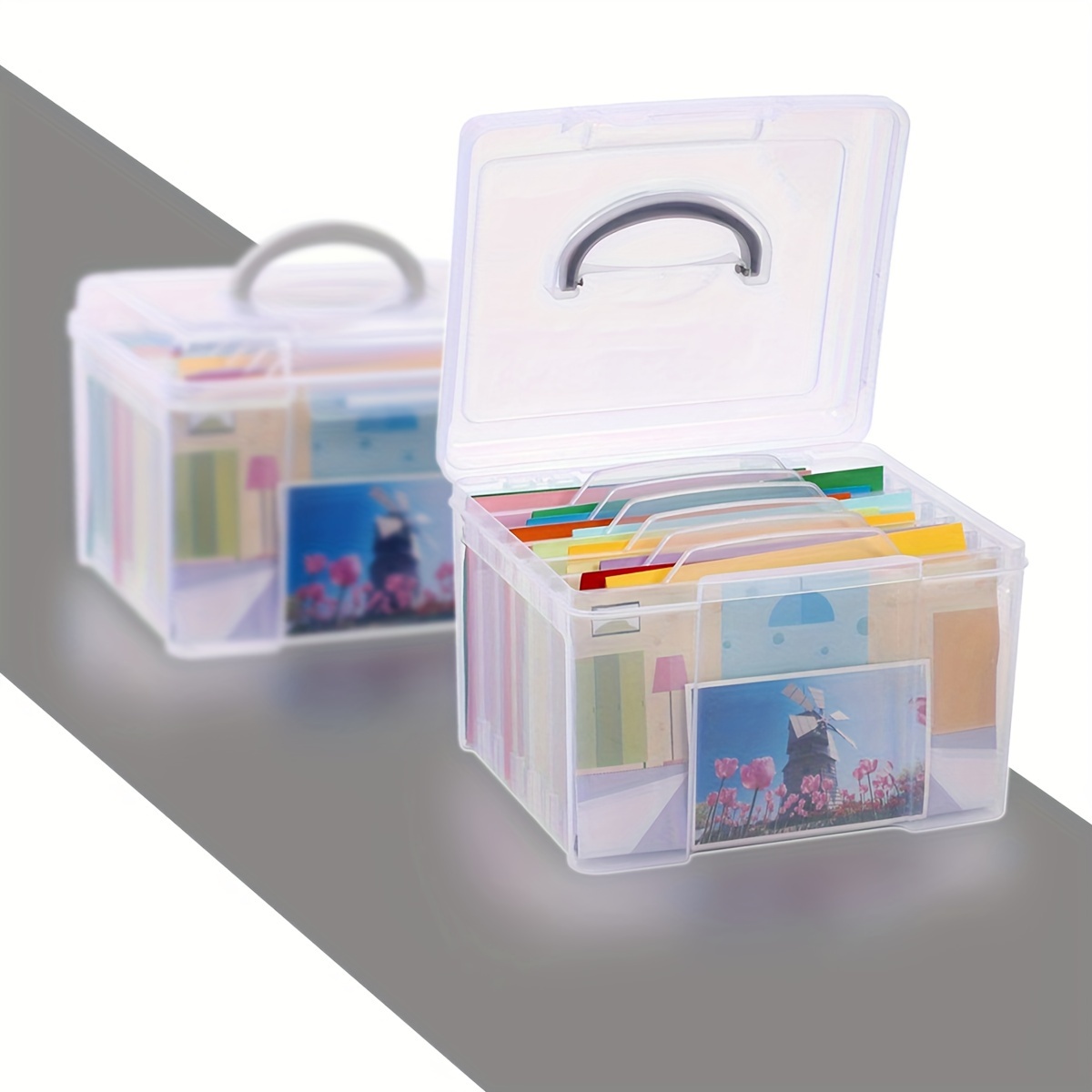 1pc Transparent Plastic Storage Box, Photo Storage Box With Lid, Portable  Photo Box Keeper Case, Pictures Acid Photo Organizer Container, Craft Seed S
