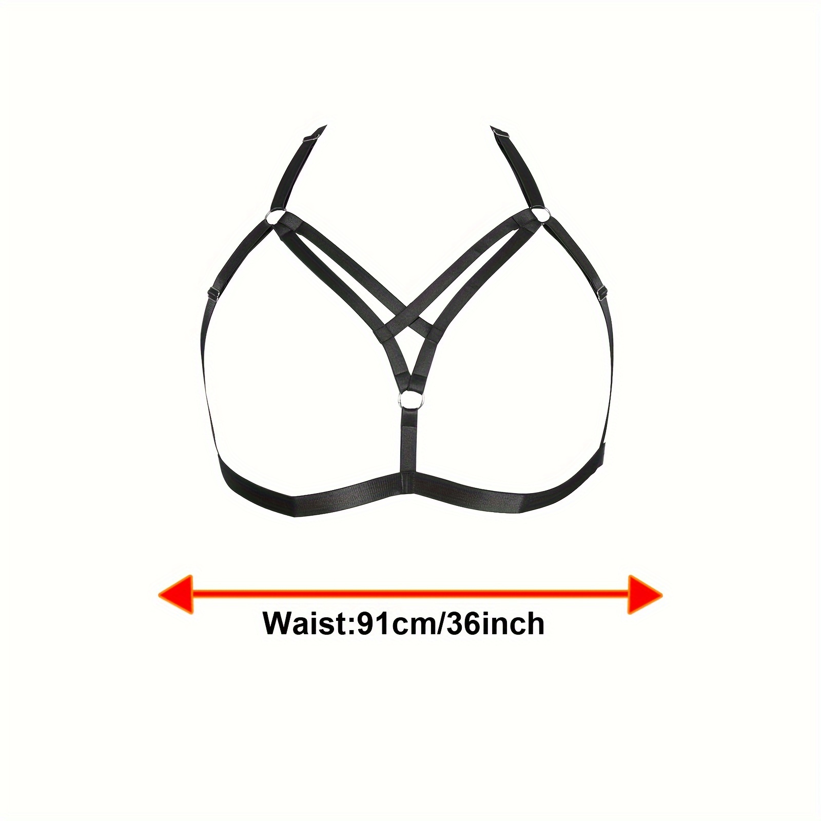 Goth Lingerie Elastic Harness Cage Bra Cupless Body Chain Waist Belt