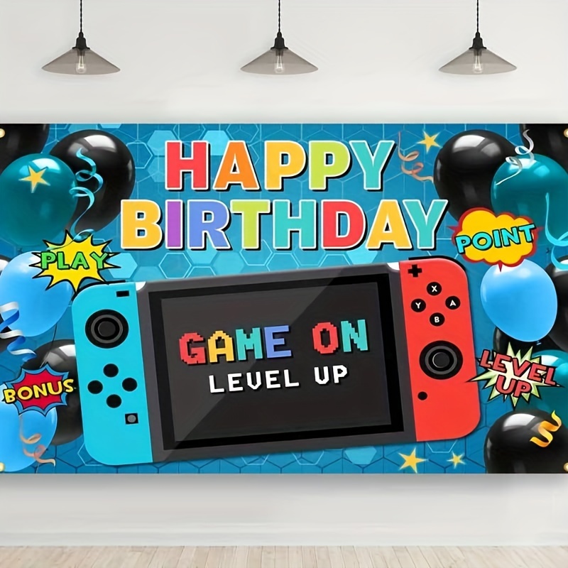 Décorations d'anniversaire de jeu Pixel Miner - Fournitures de fête sur le  thème du mineur de pixels incluent des bannières, des décorations de fête d' anniversaire pour garçons - 1,5 x 9 