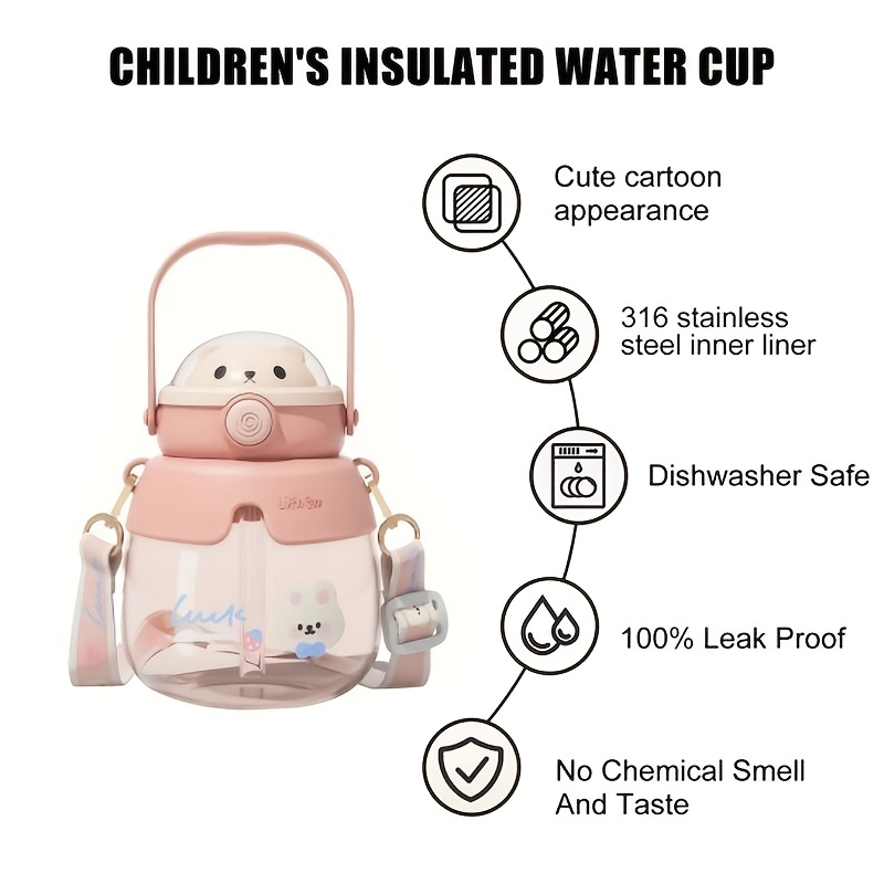 Cute Cartoon Bear Cup Thermal Kawaii Children Stainless Steel