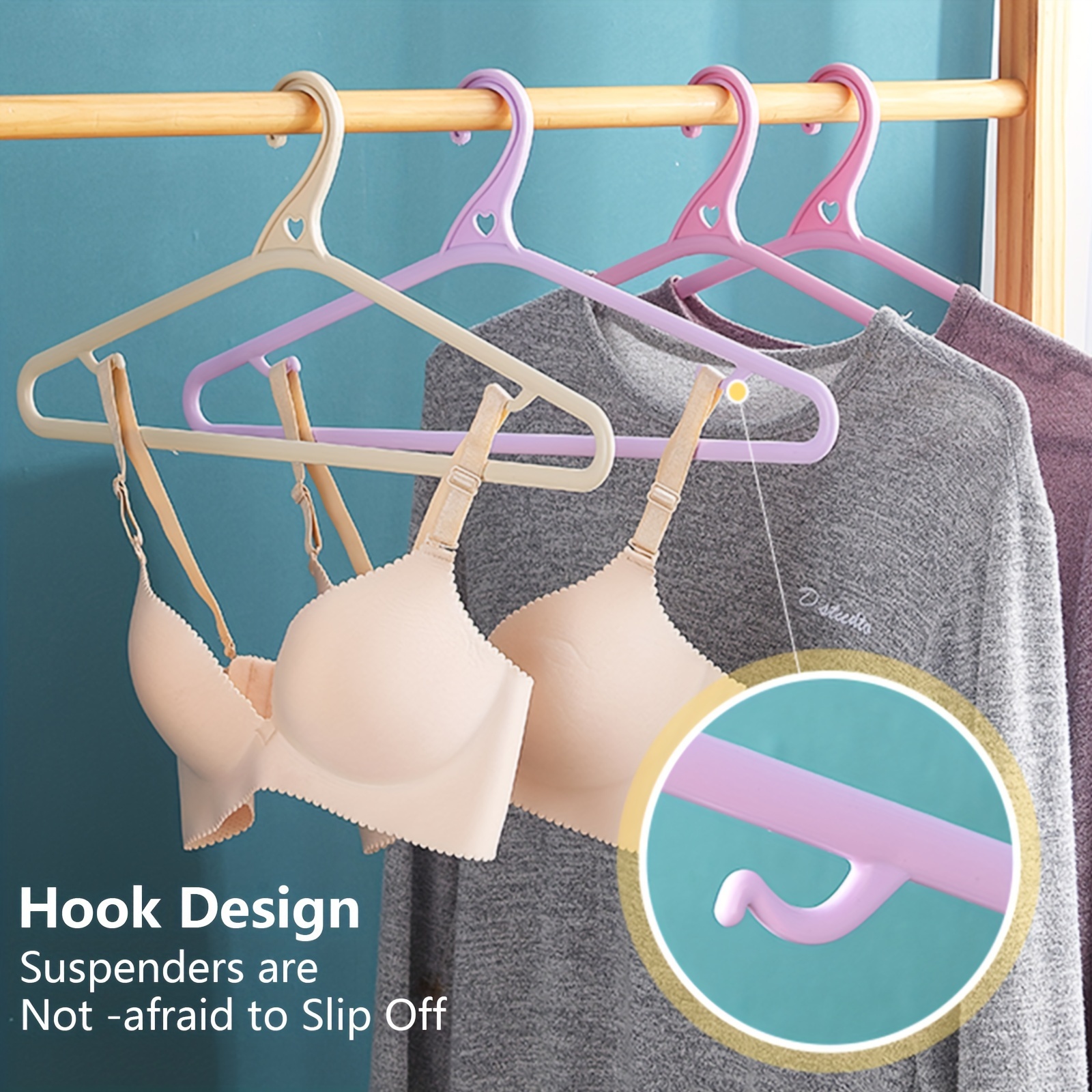 5pcs Lingerie Hanger With Wave Design, Lightweight Luxury Storage