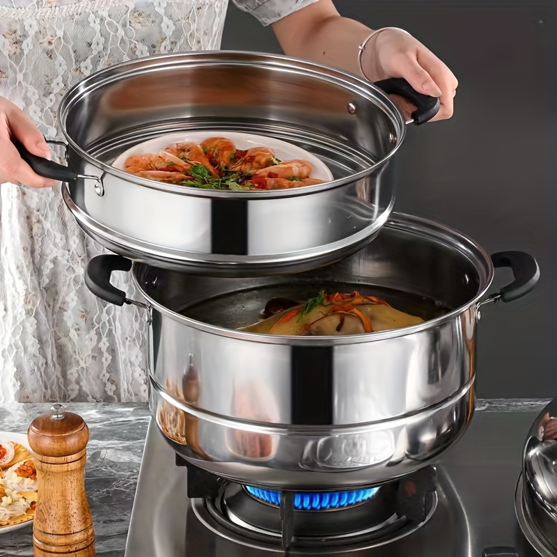 3 Tier Stainless Steel Steamer Pot With Lid - Perfect For Steaming,  Boiling, And Cooking - Kitchen Utensil And Gadget For Healthy And Delicious  Meals - Temu