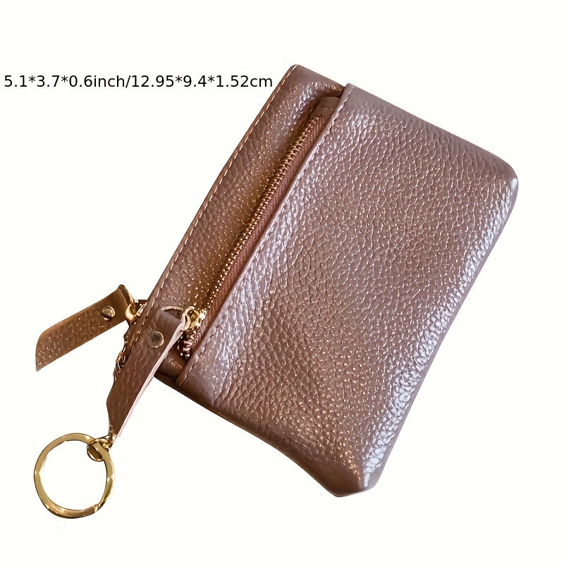 Genuine Leather Coin Purse Short Wallet Key Holder Small Money Pouch Zipper  Bags 