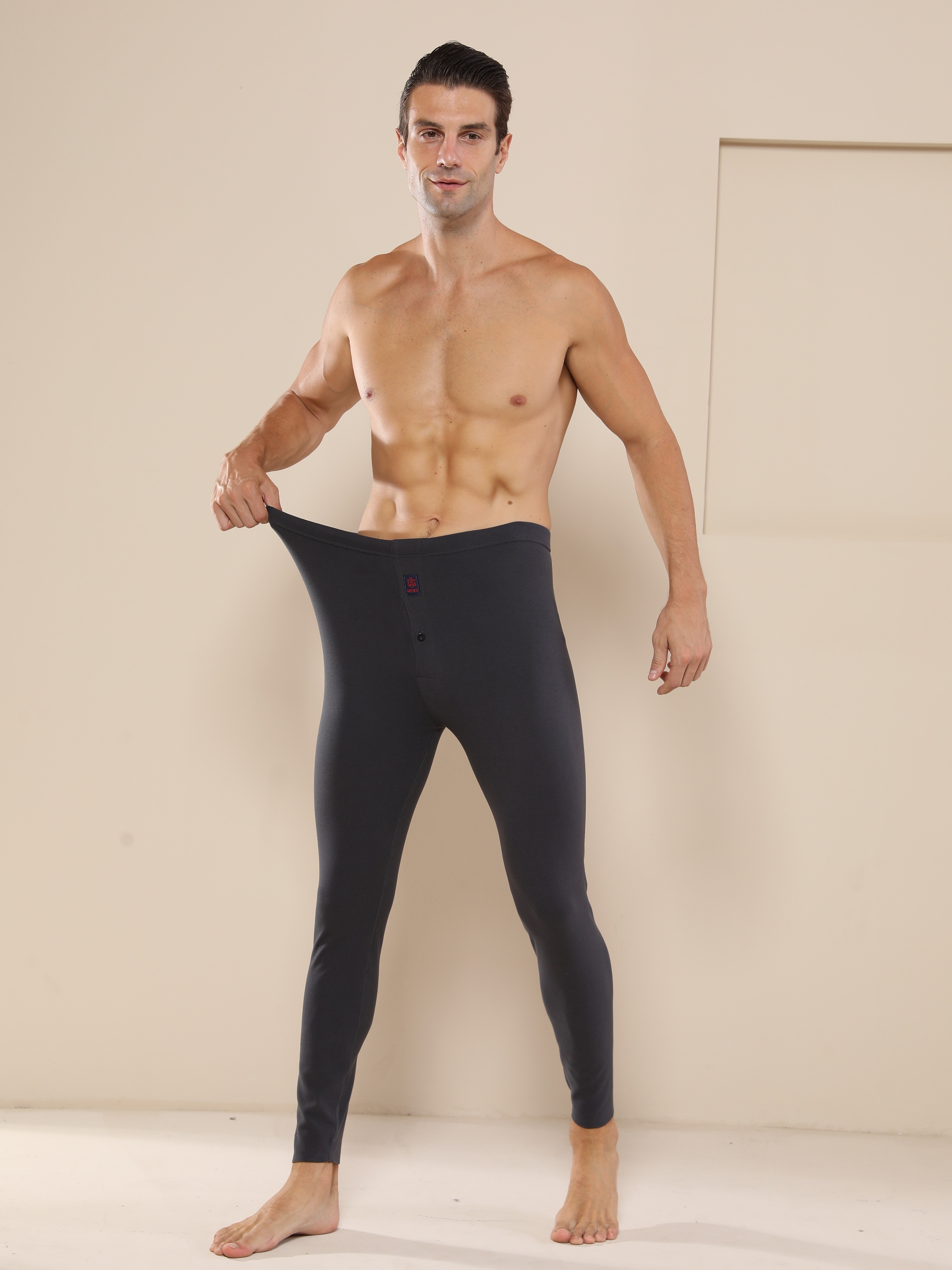 Men's Thermal Underwear Pants Slim Leggings Fleece Thickened - Temu Canada