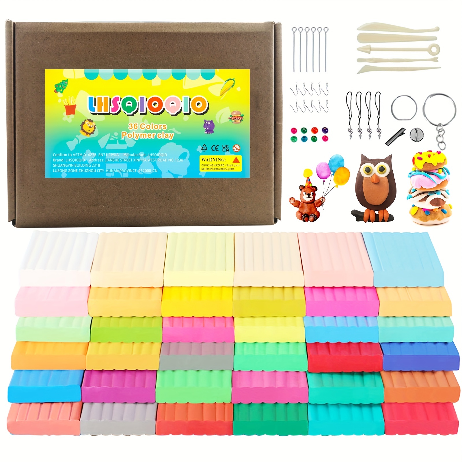 Polymer Soft Oven Baking Clay, DIY Modeling Clay with Sculpting Tools 24  colors