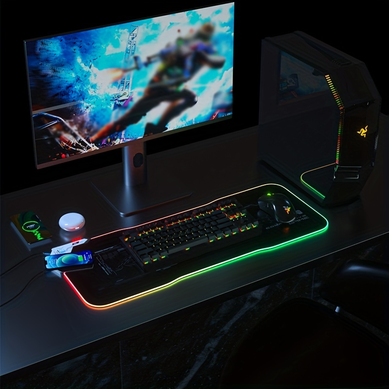  Gaming Mouse pad,45W Wireless Charging Station with USB C  Charger,Large RGB Mouse pad Gaming Desk Accessories,Wireless Charging Desk  mat : Video Games