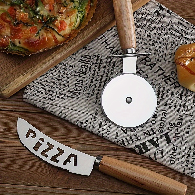 Pizza Slicer Oak Handle Cheese Cutter Pizza Cutter Pizza - Temu