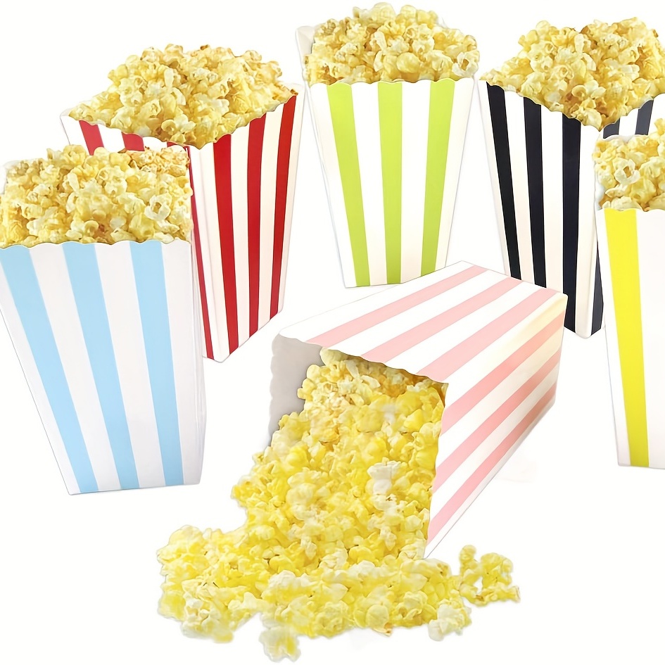 

12pcs Movie Party Popcorn Boxes, Colorful Striped Popcorn Boxes, Small Paper Popcorn Containers Great For Home Movie Theater Carnival Party