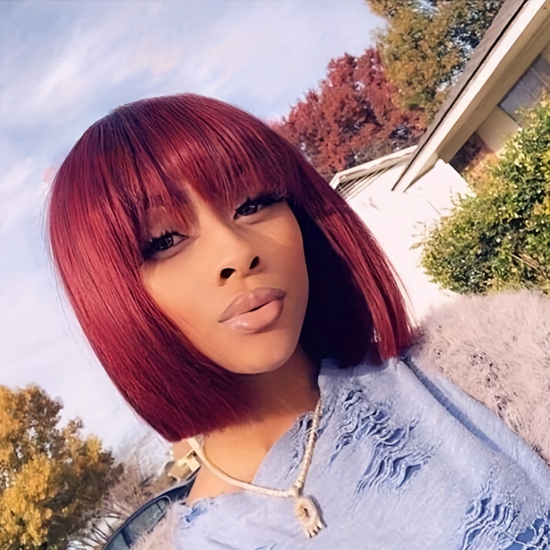 99j Short Straight Bob Wig None Lace Front Wigs Human Hair - Temu