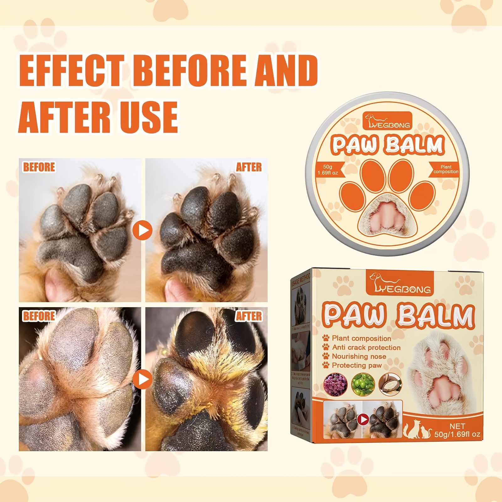 Pet Paw Balm Moisturizer for Dry Noses & Paws