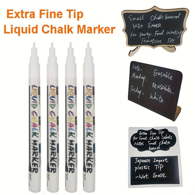 

2/4pcs Extra Fine Tip White Chalk Markers (4 Pack 1mm Point) Chalk Pens - White Dry Erase Marker Pen For Blackboard, Chalkboards, Windows, Glass, Bistro, Signs