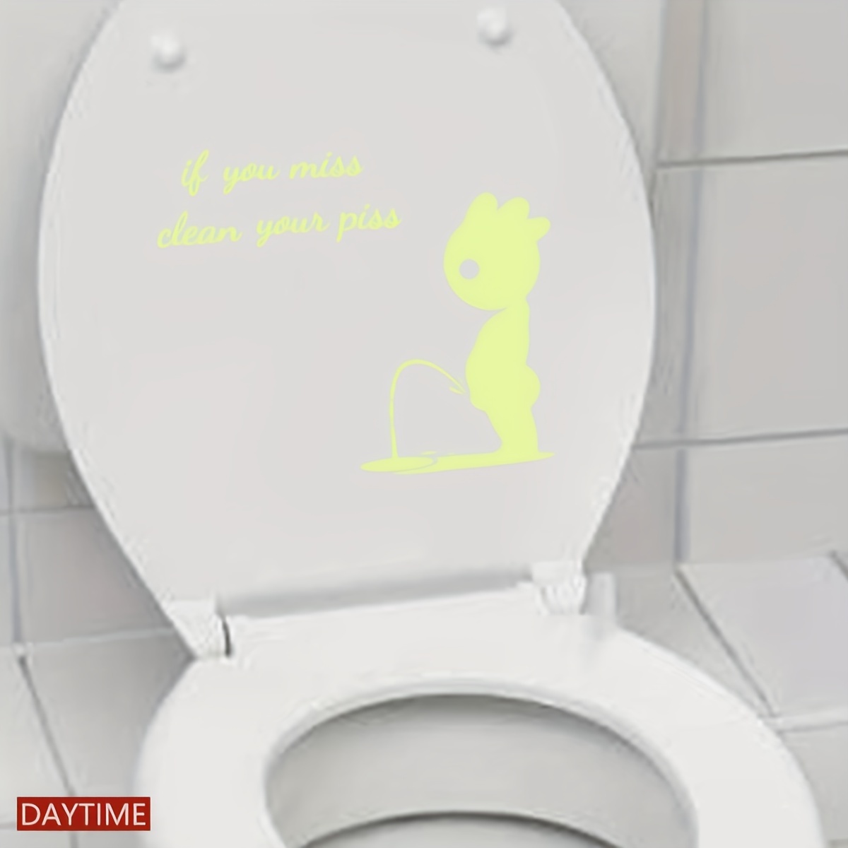 1pc Glow In The Dark Cartoon Graphic Toilet Lid Decal