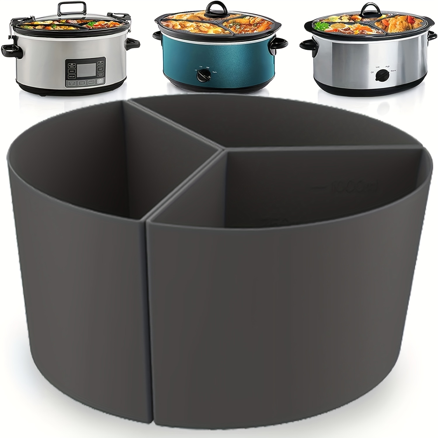 HYueaph Slow Cooker Divider Liner Reusable Leakproof Silicone Insert  Divider Instant Pot Liners BPA Free Disahwasher Safe for 6 Quart Pot (3pcs)