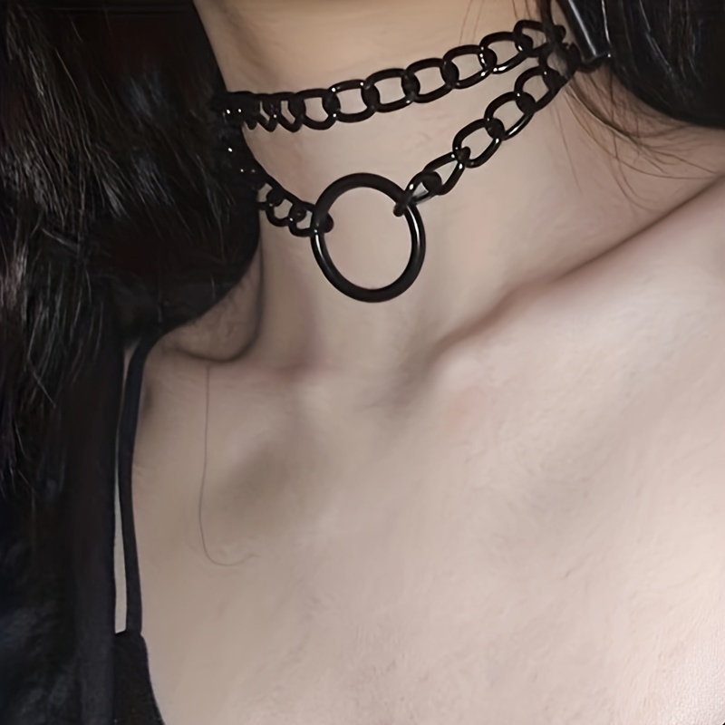 Goth Chokers Necklaces For Women Girls Lock Chain Leather Chocker