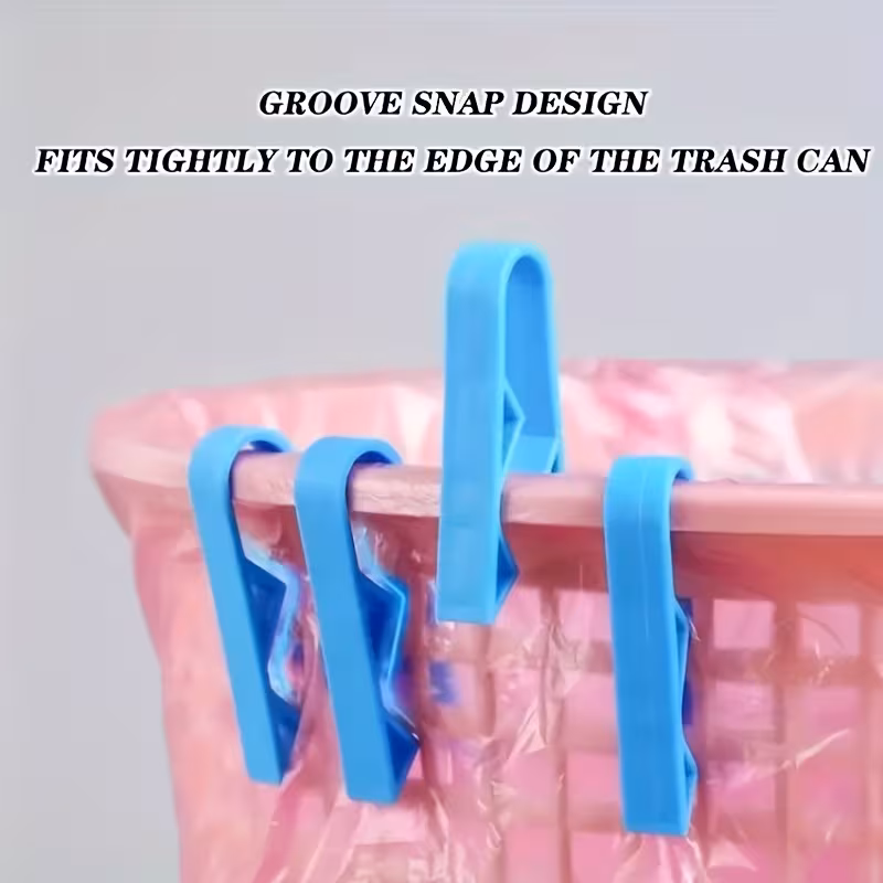 6 12pcs trash can clips anti slip plastic bags clips trash bag fixed clips kitchen bathroom school accessories home cleaning supplies office supplies trash can accessories Product details 2