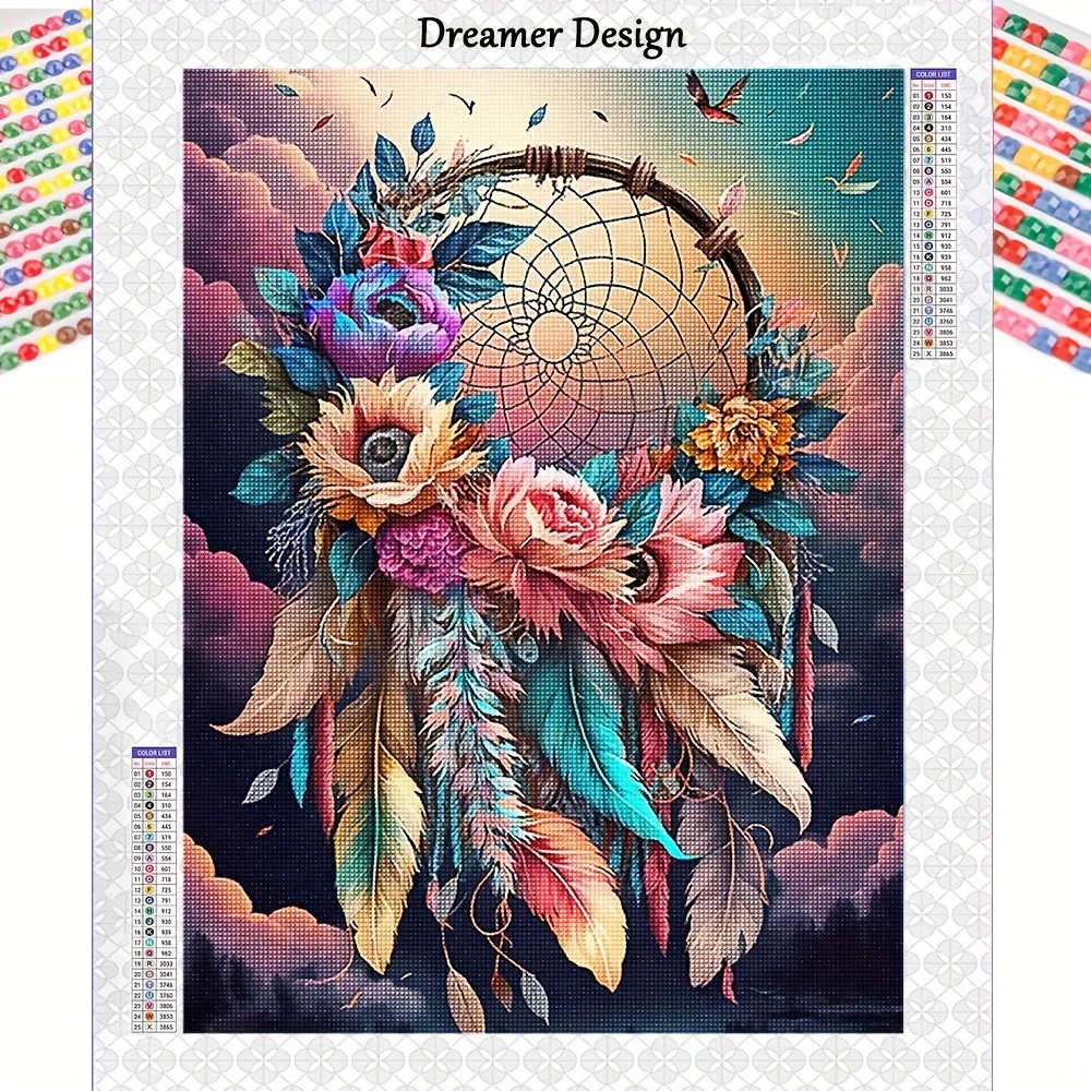 Diamond Painting Kit Flower Dream Catcher New Collection - Temu