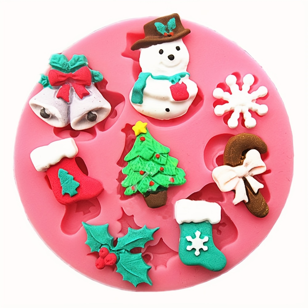 New Christmas Series Fondant Cake Silicone Mold Santa Snowman Chocolate Mold  Diy Baking Tools Christmas Cake Decors Party Tools