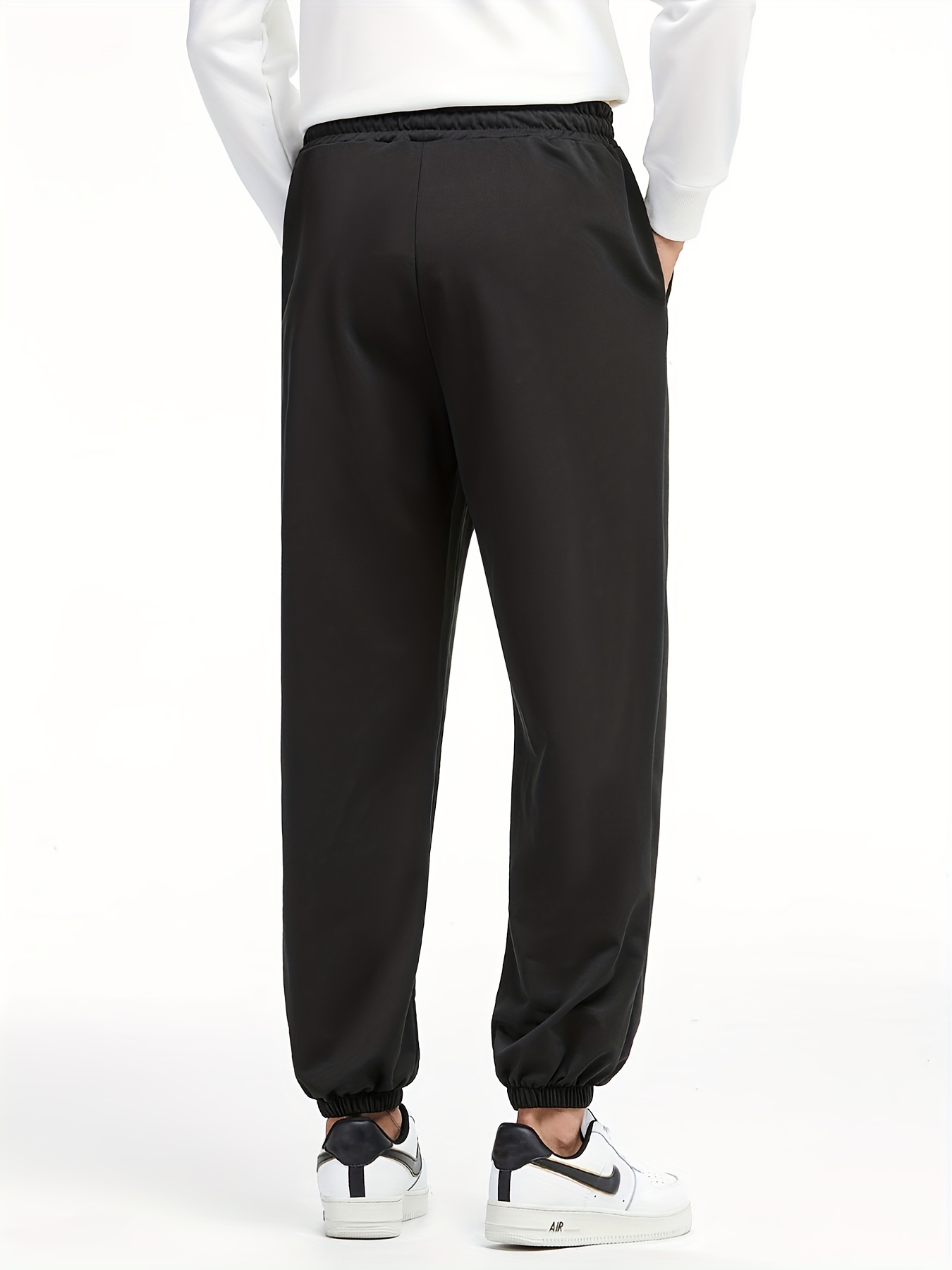 Smiling Face Print Joggers Men's Casual Loose Fit Drawstring Pants