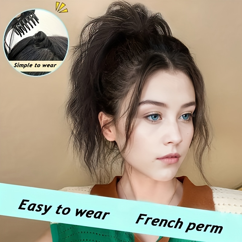 Short Curly Wavy Ponytail Extensions Synthetic Clip In Hair