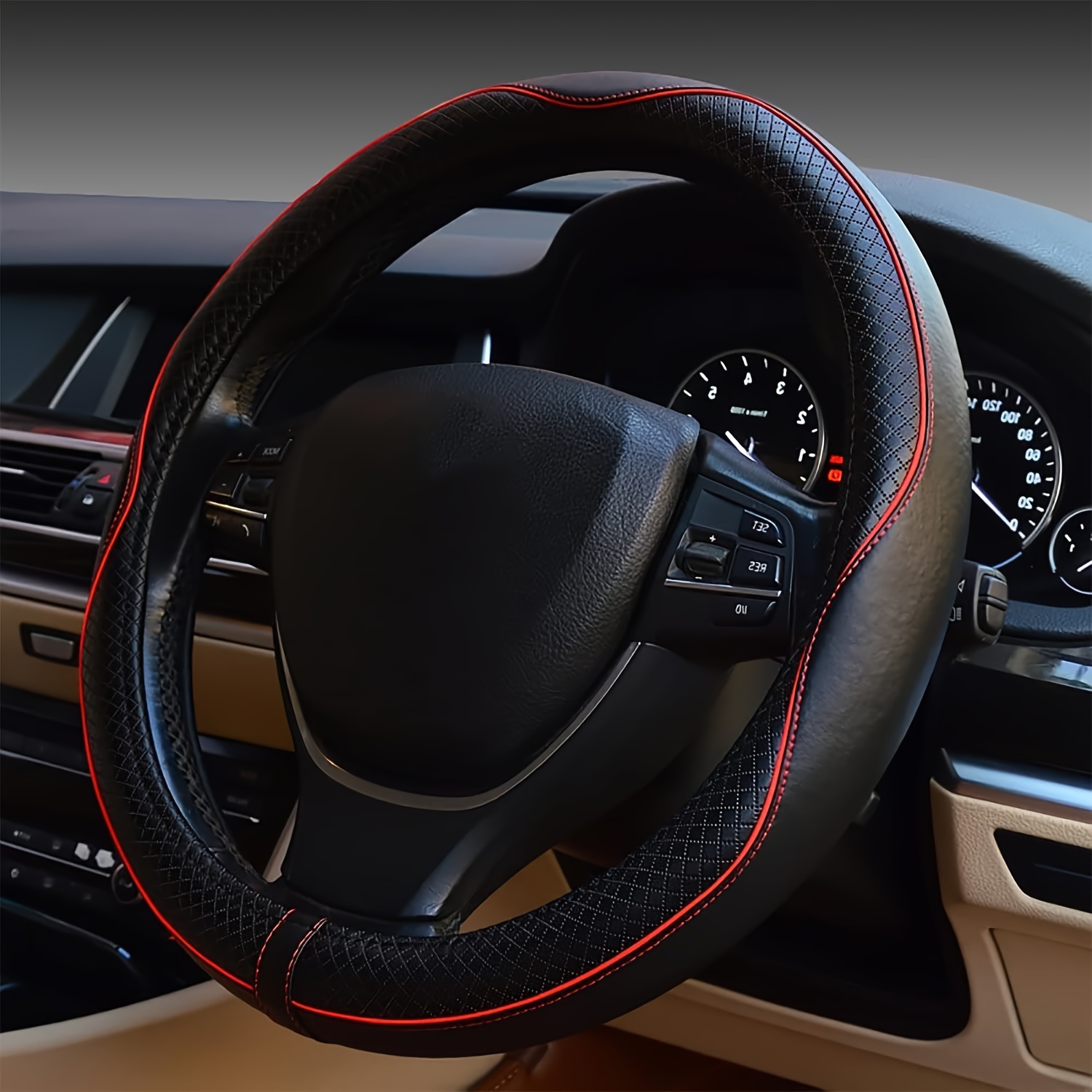 

Universal Car Steering Wheel Cover, Anti-slip Faux Leather Steering Wheel Cover, Sports Style Steering Wheel Protector, Car Interior Accessories Auto Steering Wheel Covers
