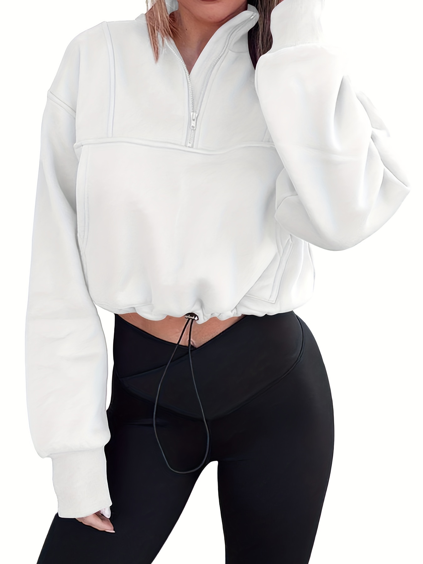 Half zip best sale drawstring sweatshirt