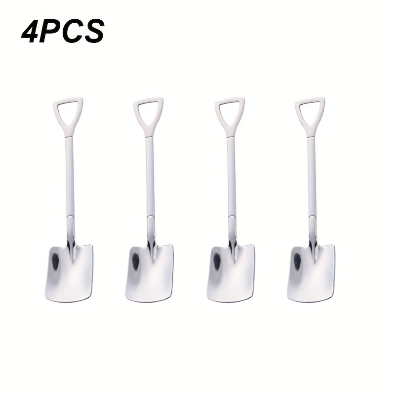 4 8pcs stainless steel coffee scoops creative shovel shape tea spoons ice cream spoon tableware cutlery set kitchen accessories 4