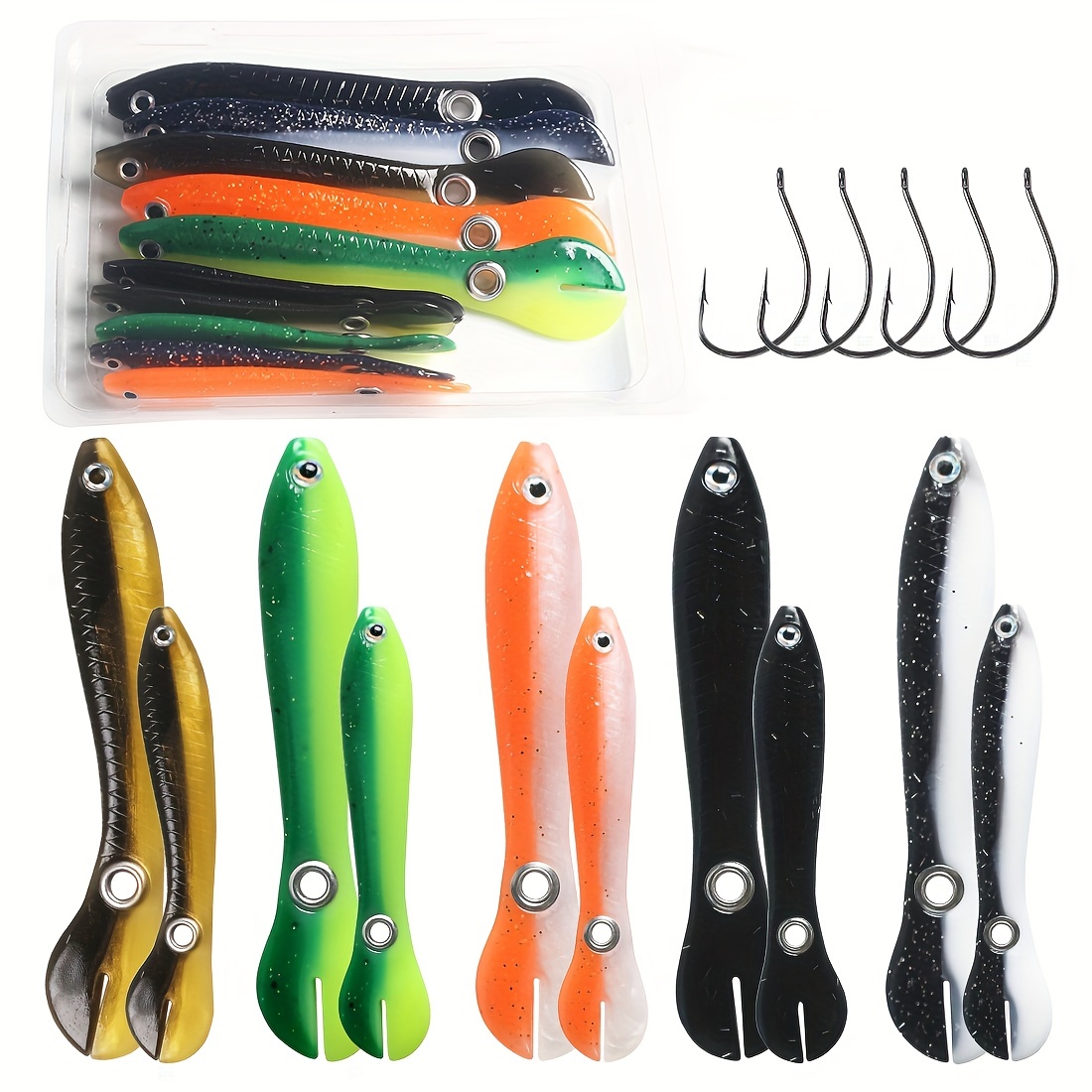15pcs Soft Fishing Lure Set - Bionic Loach Bait With Barbed Hooks - Perfect  For Freshwater & Saltwater Fishing!
