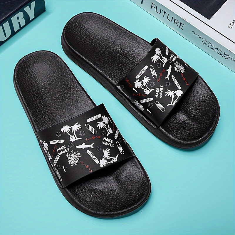 Men's Fashion Slides, quick-drying Non Slip Slippers for bathroom shower, Open Toe Beach Slides for outodor walking main image 1