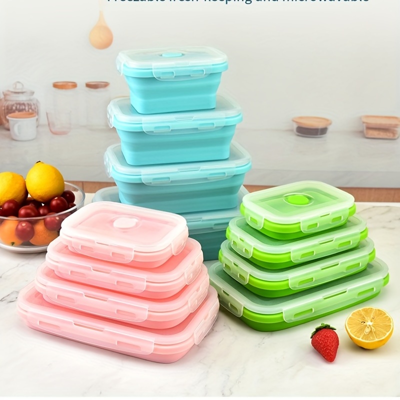 Collapsible Silicone Food Storage Containers With Lids - Portable Bento  Lunch Box For Teenagers And Workers - Microwave Safe And Dishwasher Safe -  Perfect For School, Canteen, And Home Kitchen - Temu