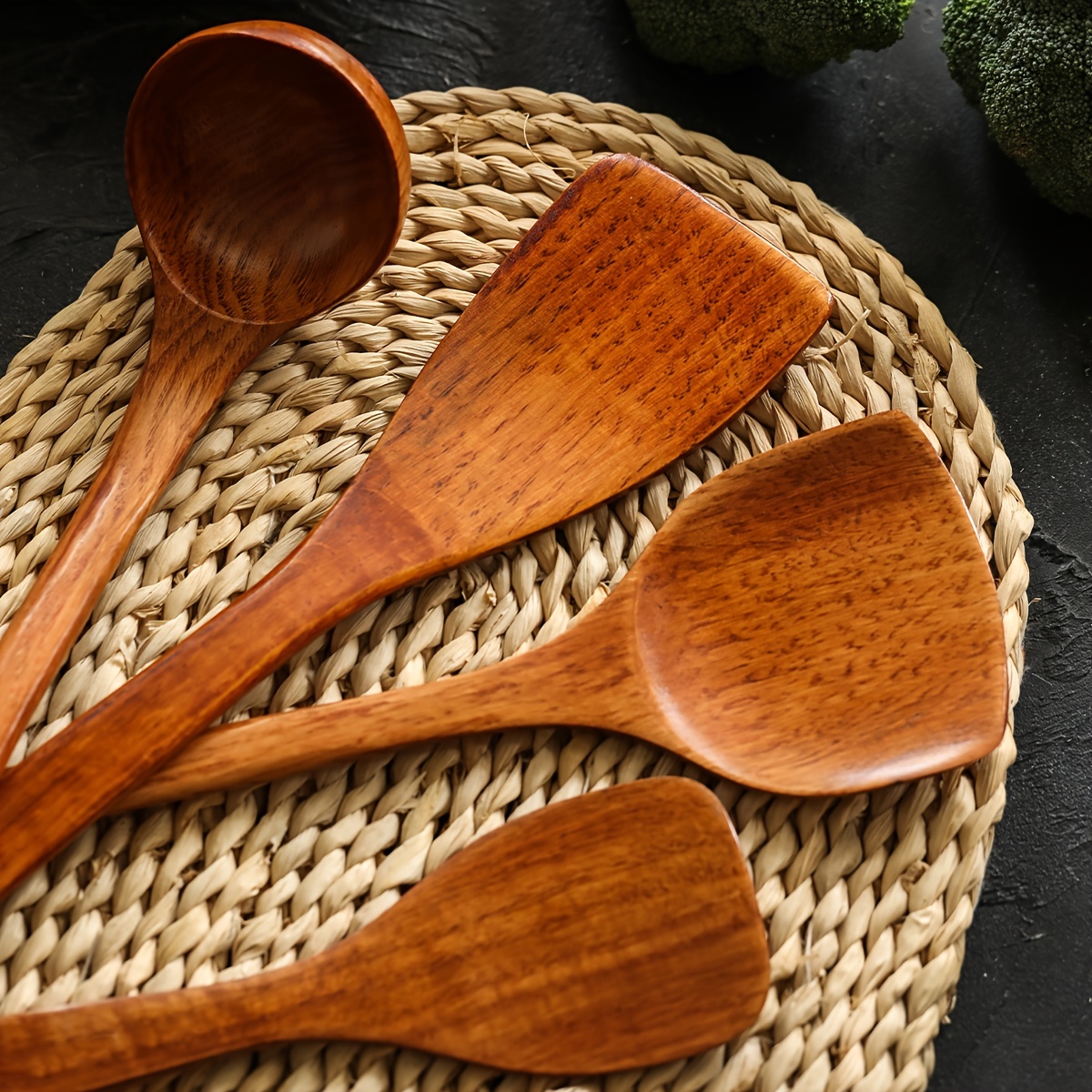 Wooden Ladle Spoons Set, Wood Kitchen Utensils Set Soup Spoon Set Wooden Spoon for Cooking, 3 Pcs