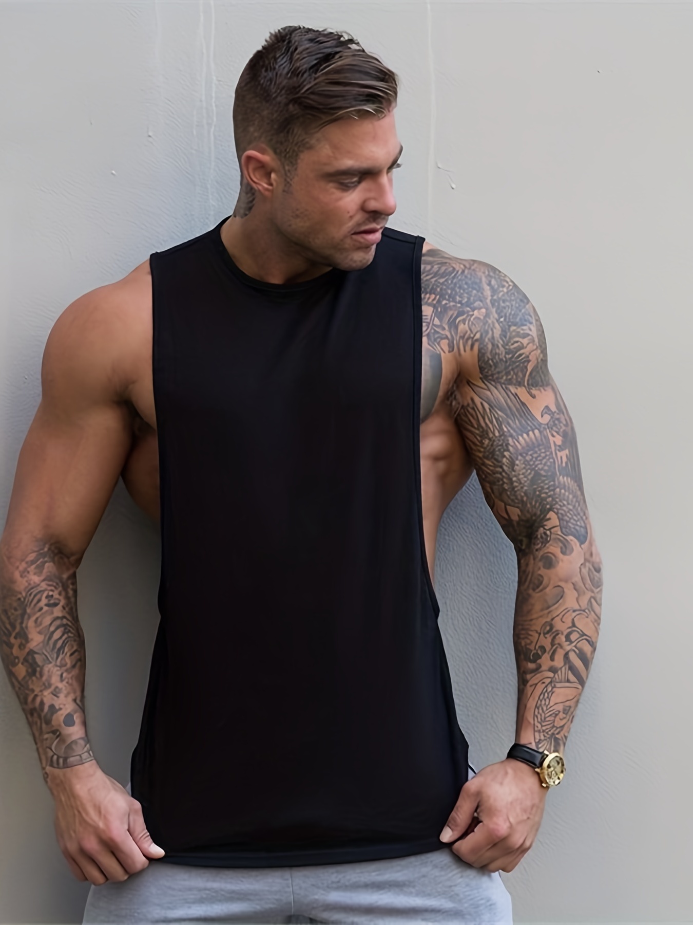 Men's A shirt Tanks Solid Color Singlet Sleeveless Tank Top - Temu