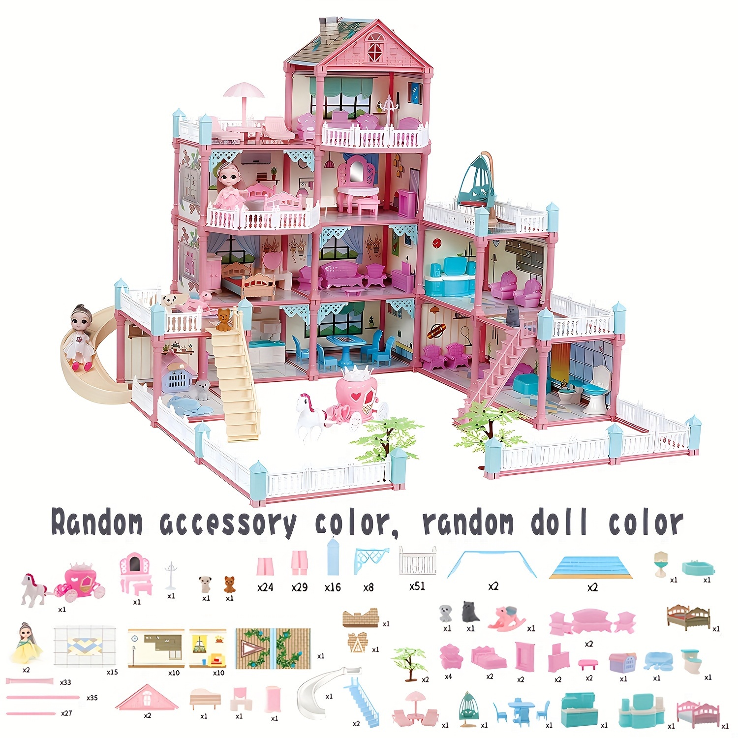 Children's Game House Princess Dream Castle Villa Toys, Girl's House Doll  House, Equipped With Self-designed Furniture Accessories - Suitable For  Birthday Gifts For Girls! Thanksgiving/christmas Gifts - Temu